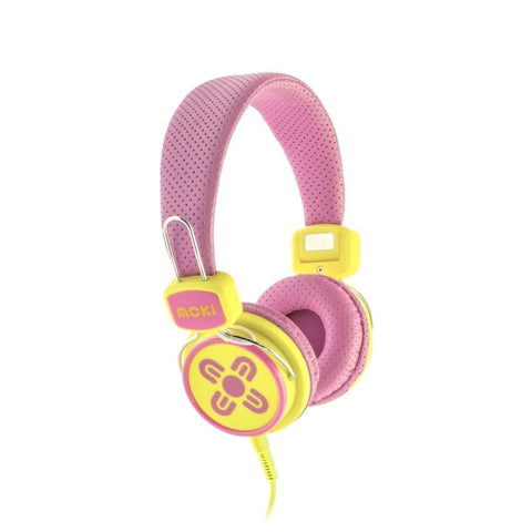 Moki Kids Safe Headphones Pink/Yellow