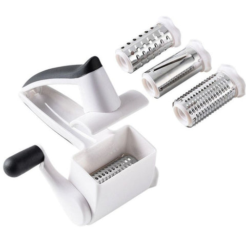 Hand Crank Rotary Cheese Grater with 3 Stainless Steel Drums, Kitchen Shredder Slicer for Cheese Butter
