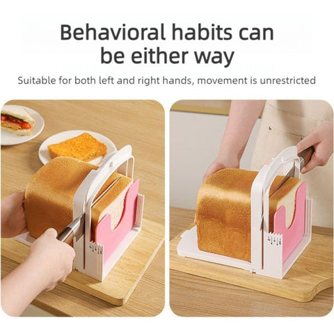 Adjustable-Thickness Bread Slicer, Toast Cutting Rack, DIY Baking Tool for Sandwiches—White