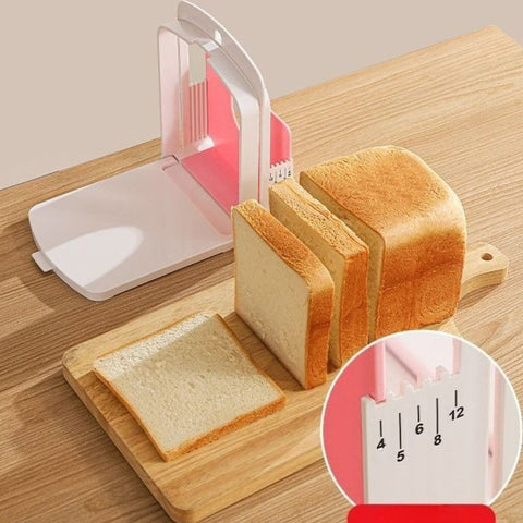 Adjustable-Thickness Bread Slicer, Toast Cutting Rack, DIY Baking Tool for Sandwiches—White
