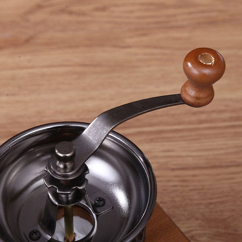 Vintage Wooden Manual Coffee Grinder, Adjustable Hand Crank Coffee Bean Mill For Home Use