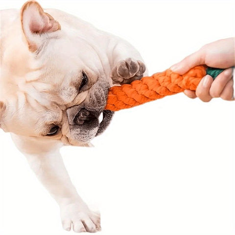 Durable Carrot - Shaped Cotton Rope Dog Toy for Interactive Play, Chewing, and Dental Health – Fun Tug - of - War and Fetch Toy for Medium to...
