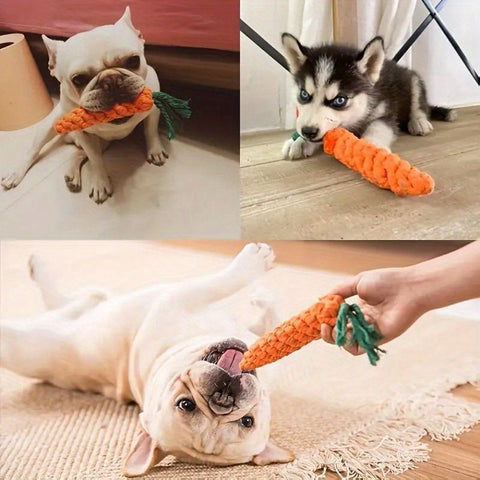 Durable Carrot - Shaped Cotton Rope Dog Toy for Interactive Play, Chewing, and Dental Health – Fun Tug - of - War and Fetch Toy for Medium to...