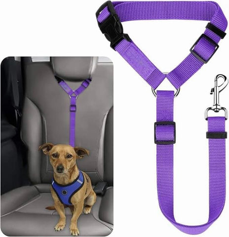 Protect Your Pet on the Road: 2 - in - 1 Adjustable Dog Car Safety Tether and Leash, 360° Rotating Hook for Cars and SUVs, Secure Your Cat or Dog...