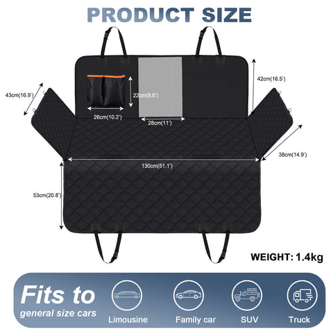 Dog Car Seat Cover, Waterproof Pet Seat Cover for Back Seat with Side Flaps, Non - Slip Durable Scratchproof Dog Hammock for Cars, Trucks and SUVs