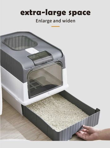 Automatic UV Sterilizing Cat Litter Box - Enclosed Design, Odor Control, and UV Germicidal Technology