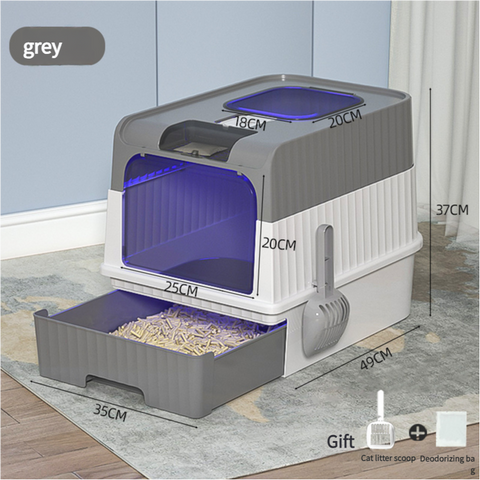 Automatic UV Sterilizing Cat Litter Box - Enclosed Design, Odor Control, and UV Germicidal Technology