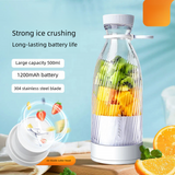 White Portable Rechargeable Blender Bottle, 500ml, USB Charging, 1200mAh, with 304 Stainless Steel Blade – For...
