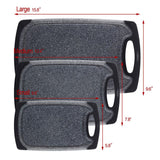 Black 3-Piece Marble Pattern Cutting Board Set – Non-slip PP Plastic, Hanging Design, Kitchen Knife Chopping...