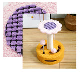 Blue & Grey Sunflower Cat Scratching Post - 35cm Sisal Cat Tree with Plush Toys for Small Cats