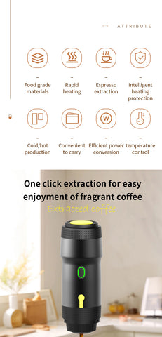 Silver 3-in-1 Portable Electric Espresso Maker - Rechargeable Travel Coffee Machine for Capsules & Ground Coffee