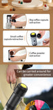 Silver 3-in-1 Portable Electric Espresso Maker - Rechargeable Travel Coffee Machine for Capsules & Ground Coffee