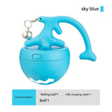 Rechargeable Interactive Cat Toy - Self - Rolling Ball with LED Light, Standard Edition Blue