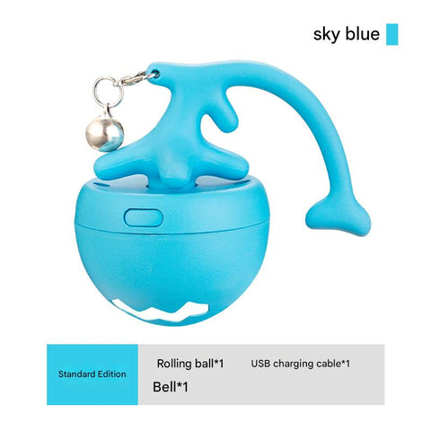 Rechargeable Interactive Cat Toy - Self - Rolling Ball with LED Light, Standard Edition Blue