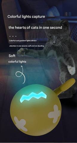 Rechargeable Interactive Cat Toy - Self - Rolling Ball with LED Light, Standard Edition Blue