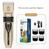 Professional Pet Grooming Hair Clipper Kit - Rechargeable, Low Noise, with Ceramic Blades & 5 - Speed Adjustment(gold)