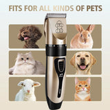Professional Pet Grooming Hair Clipper Kit - Rechargeable, Low Noise, with Ceramic Blades & 5 - Speed Adjustment(gold)