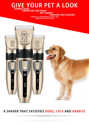 Professional Pet Grooming Hair Clipper Kit - Rechargeable, Low Noise, with Ceramic Blades & 5 - Speed Adjustment(gold)