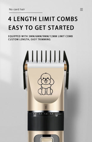 Professional Pet Grooming Hair Clipper Kit - Rechargeable, Low Noise, with Ceramic Blades & 5 - Speed Adjustment(gold)