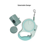 Green 3M Retractable Dog Leash - Built - in LED Light (No Batteries) and Bag Holder