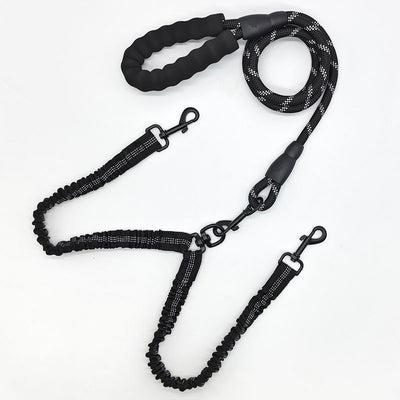 Black Pet Double - Ended Rope + 1.5M Leash - Easy to walk two dogs, tangle - free design