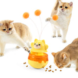 Yellow 3 - in - 1 Interactive Cat Toy - Tumbler, Treat Dispenser, Track & Teaser Ball