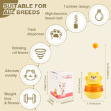 Yellow 3 - in - 1 Interactive Cat Toy - Tumbler, Treat Dispenser, Track & Teaser Ball