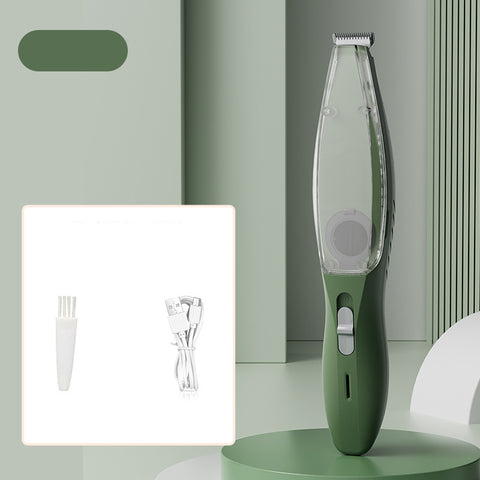 Green Rechargeable Pet Grooming Clipper with Built - in Vacuum - Low Noise Hair Trimmer for Dogs & Cats