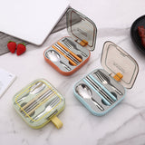 2 Sets Blue And Grey Portable Stainless Steel Cutlery Set - Reusable Utensils (2 Fork, 2 Spoon, 2 pairs of...