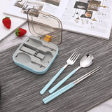 2 Sets Blue And Grey Portable Stainless Steel Cutlery Set - Reusable Utensils (2 Fork, 2 Spoon, 2 pairs of...
