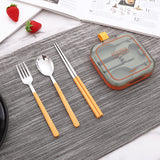 2 Sets Blue And Grey Portable Stainless Steel Cutlery Set - Reusable Utensils (2 Fork, 2 Spoon, 2 pairs of...