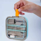 2 Sets Blue And Grey Portable Stainless Steel Cutlery Set - Reusable Utensils (2 Fork, 2 Spoon, 2 pairs of...