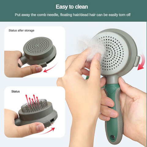 Pink & Grey Dual - Sided Pet Grooming Brush - Self - Cleaning Slicker & Gentle Massage Bath Comb for Dogs & Cats