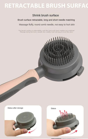 Pink & Grey Dual - Sided Pet Grooming Brush - Self - Cleaning Slicker & Gentle Massage Bath Comb for Dogs & Cats