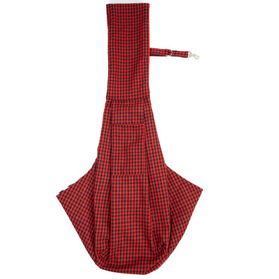 Black and Red Checkered Comfortable Pet Sling Carrier for Small Dogs & Cats - Breathable Cotton Checkered Bag, Hands - Free, Safety Features