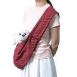Black and Red Checkered Comfortable Pet Sling Carrier for Small Dogs & Cats - Breathable Cotton Checkered Bag, Hands - Free, Safety Features