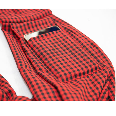 Black and Red Checkered Comfortable Pet Sling Carrier for Small Dogs & Cats - Breathable Cotton Checkered Bag, Hands - Free, Safety Features