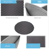 Black Large Double - Layer Cat Litter Trapping Mat - Waterproof EVA Honeycomb Design for Scatter Control (45cm x 60cm)