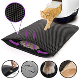 2 - PCS Black Double Layer Cat Litter Mat Honeycomb Design Waterproof EVA Trapping Mat for Litter Box Tracking Control 40x50cm Easy Clean...