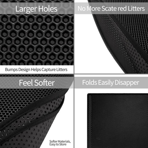 2 - PCS Black Double Layer Cat Litter Mat Honeycomb Design Waterproof EVA Trapping Mat for Litter Box Tracking Control 40x50cm Easy Clean...