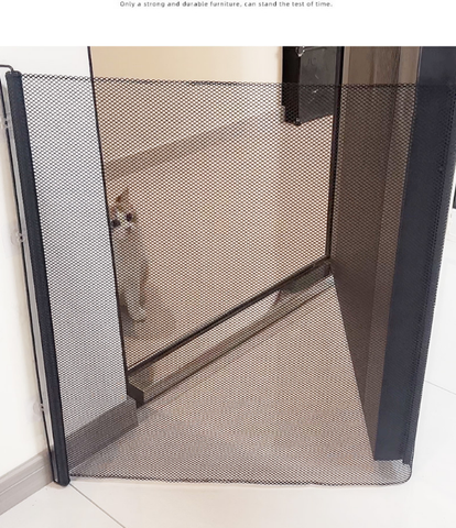 Automatic Retractable Pet Gate 110x78cm Safety Dog Fence No - Drill Mesh Isolation Rail with Auto - Rebound for Stairs Hallways and Doorways Black
