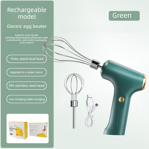 Cordless Electric Hand Mixer - Rechargeable 3-Speed Egg Beater & Cream Whisk - Lightweight Self-Standing Design...