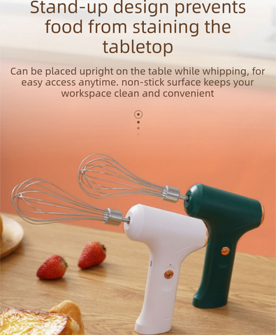 Cordless Electric Hand Mixer - Rechargeable 3-Speed Egg Beater & Cream Whisk - Lightweight Self-Standing Design...