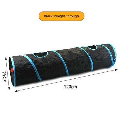 Black Straight - Through Cat Tunnel Play Set with Collapsible Design, Interactive Ball & Durable Fabric – Ideal for Indoor Cats to Exercise and...