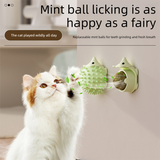 3 - Pack Cat Hedgehog Lick Toys – Rotating Catnip Ball Scratcher with Adhesive Mount, ABS Self - Play Wall Toy in Green, Blue & Brown