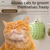 3 - Pack Cat Hedgehog Lick Toys – Rotating Catnip Ball Scratcher with Adhesive Mount, ABS Self - Play Wall Toy in Green, Blue & Brown