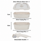 4 Piece Detachable Nonstick Aluminium Alloy Cookware Set (Dia 24CM) - Stackable Frying Pan and Saucepan with...