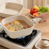 4 Piece Detachable Nonstick Aluminium Alloy Cookware Set (Dia 24CM) - Stackable Frying Pan and Saucepan with...