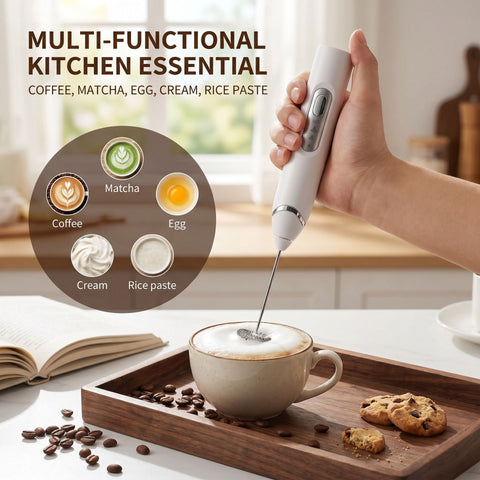 J-17 Black Wireless Handheld Electric Milk Frother / Egg Beater / Dough Mixer with 3 Stainless Steel Heads &...